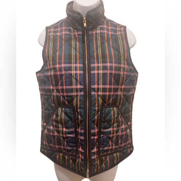 J Crew Plaid Puffer Vest size XS NWOT - Picture 1 of 6